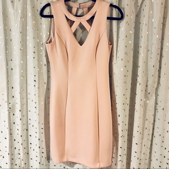 GUESS BLUSH PINK CUT-OUT COCKTAIL DRESS - Picture 1 of 4